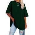 thumbnail image 2 of AherBiu Oversized Tops for Women Short Sleeve Crewneck Summer Casual Loose Basic Comfy Top Tees Plain Tshirt, 2 of 6