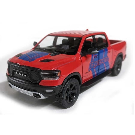 5" Die-cast: 2019 RAM Rebel 1500 Pickup Truck with Decals (Red) 1/46 Scale