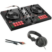 Hercules DJ Control Inpulse 300 MK2 2-Deck USB DJ Controller Bundle with Hercules HDP DJ45 Closed-Back, Over-Ear DJ Headphones and 6' Mini to RCA Cables