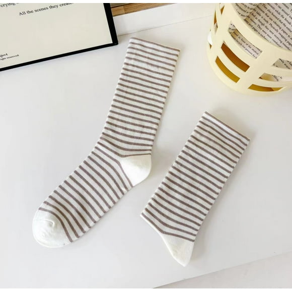 Zhuge 6 pares de calcetines finos de algodón para mujer, calcetines de algodón suave para mujer por encima del tobillo (marrón)
