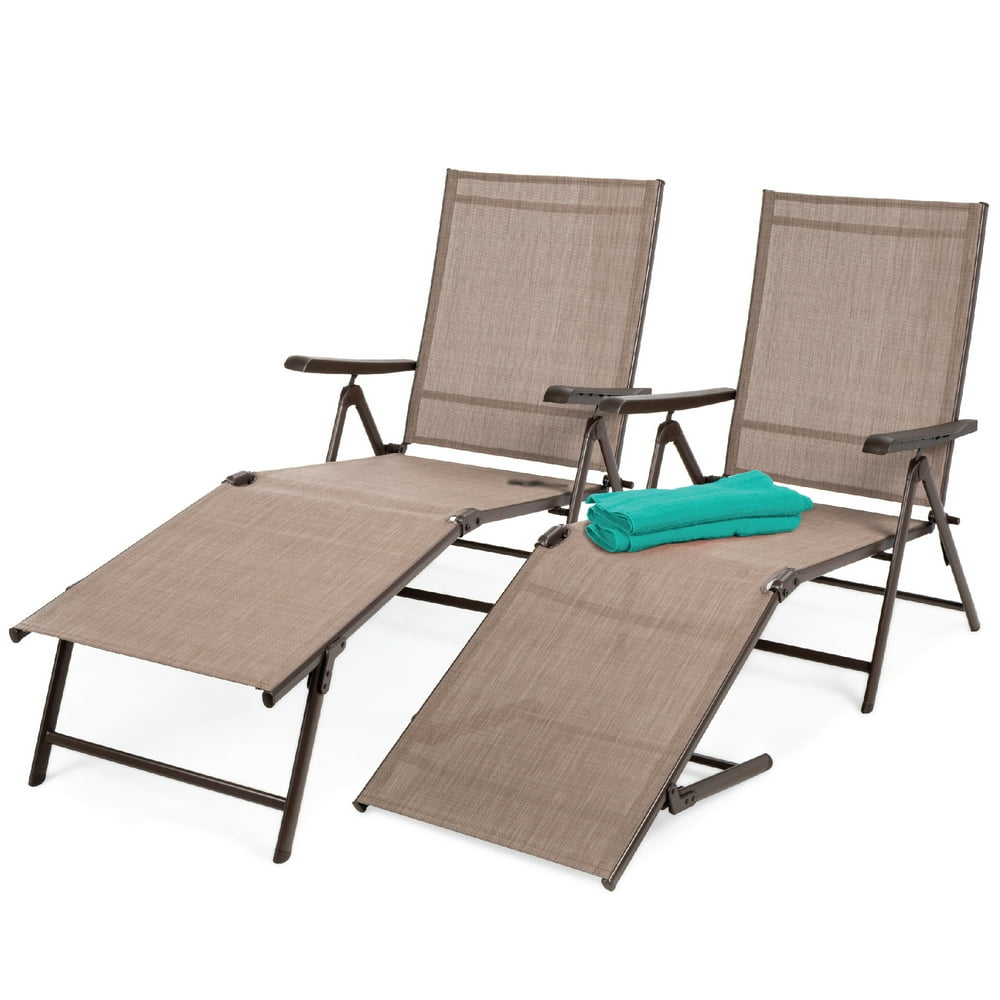 Best Choice Products Set of 2 Outdoor Adjustable Folding Chaise Lounge