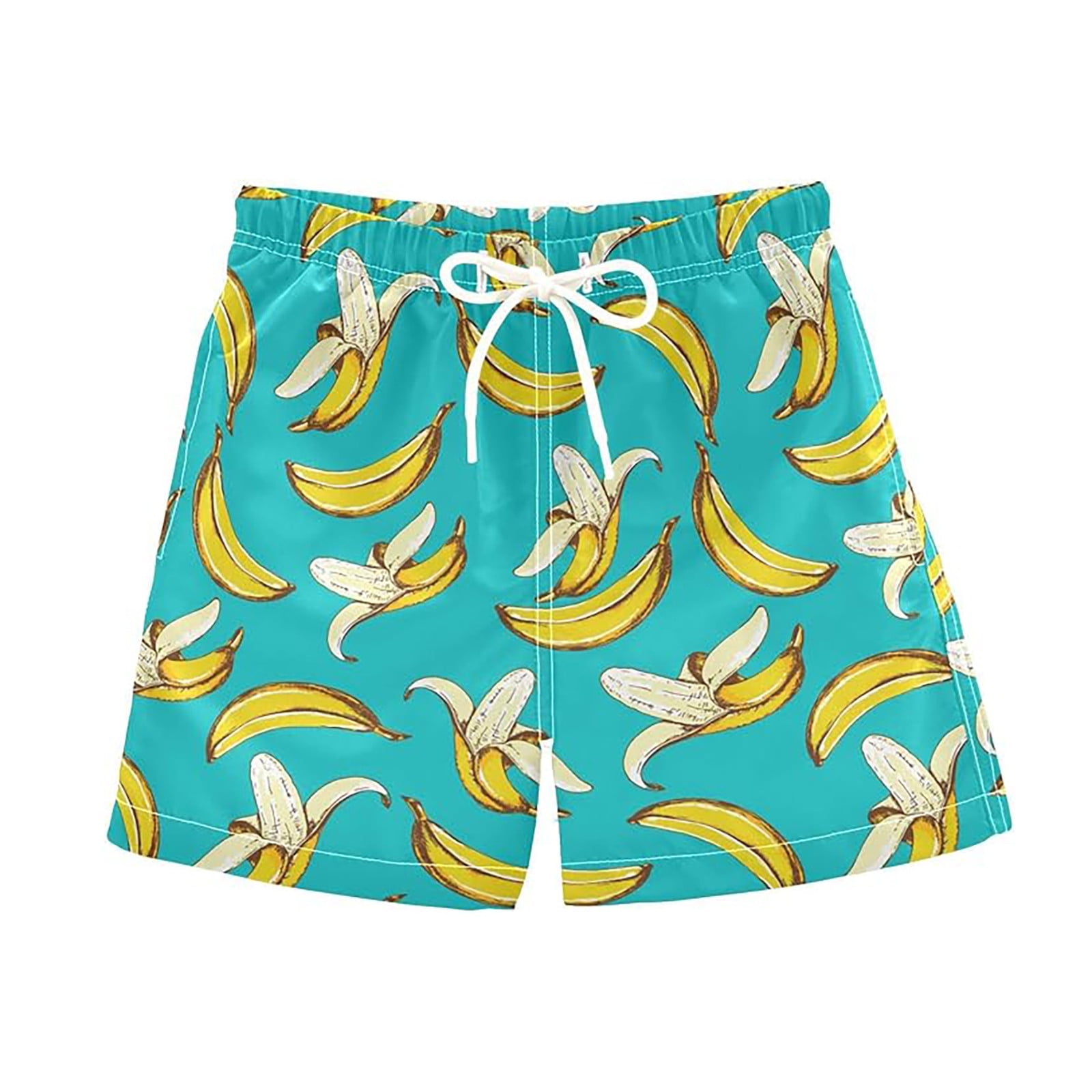 ZHOGXU Toddlers Kids Boys Swim Trunks Fruit Print Drawstring Elastic Waist Lightweight Comfortable Swimming Shorts For Beach Pool Mint Green 9-10 Years