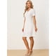 thumbnail image 3 of 2023 Primavera Verano vestido floral para mujer manga corta escote en V cinturón hasta la rodilla vestido blanco XL, 3 of 6
