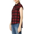 thumbnail image 5 of MODA NOVA Juniors Point Collar Short Cap Sleeves Plaids Button Down Shirt, 5 of 7