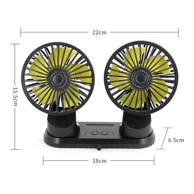 Admirador F404 USB Car Fan Dual Head Potente ventilador de tablero de 3 velocidades para camión vehículo Ndcxsfigh Accesorios para autos y motos