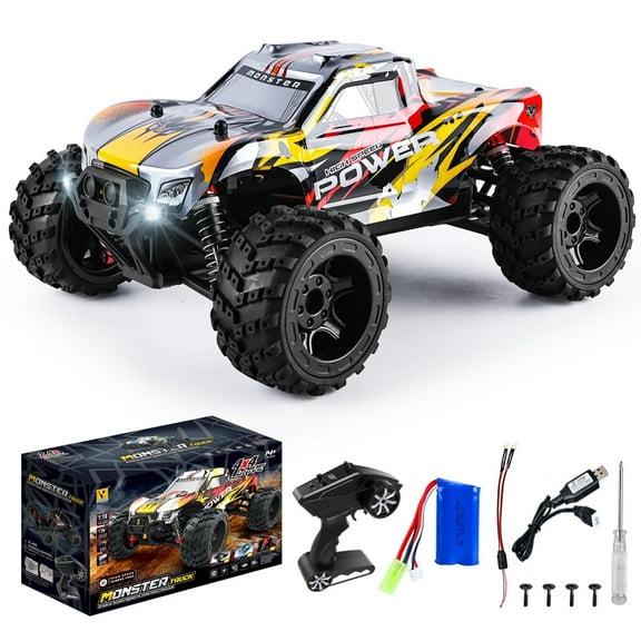1610 High-Speed 4WD Monster RC Truck, USB Rechargeable Weather-Resistant Off-Road , All-Terrains Ready to Run, Red，1 Battery