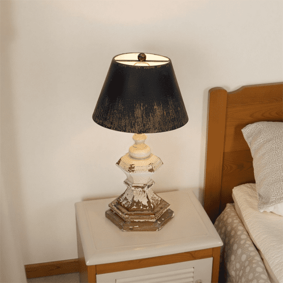 Rustic Vintage Table Lamp with Distressed Finish, Height 24.80", Width 13.39" for Home Decor, 1pc