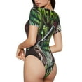 thumbnail image 2 of Rateoe Big Bass Fish Printed Women Rash Guard Short Sleeve,Tummy control Swimsuit Surfing Swimsuit Bathing Suit Short-sleeved Onesie UPF 50+-Large, 2 of 7