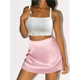 thumbnail image 4 of Weardear Silk Skirts for Women 2025 Summer Mini Skirt Elastic High Waisted A Line Skirt with Zipper, 4 of 5