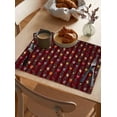thumbnail image 3 of Placemats Set of 6, Cotton Linen Heat Table Mats Non-Slip Washable Christmas Winter Plants Stars Bell Berries Wine Red Placemat for Holiday Banquet Dining Kitchen Table Decor, 3 of 6