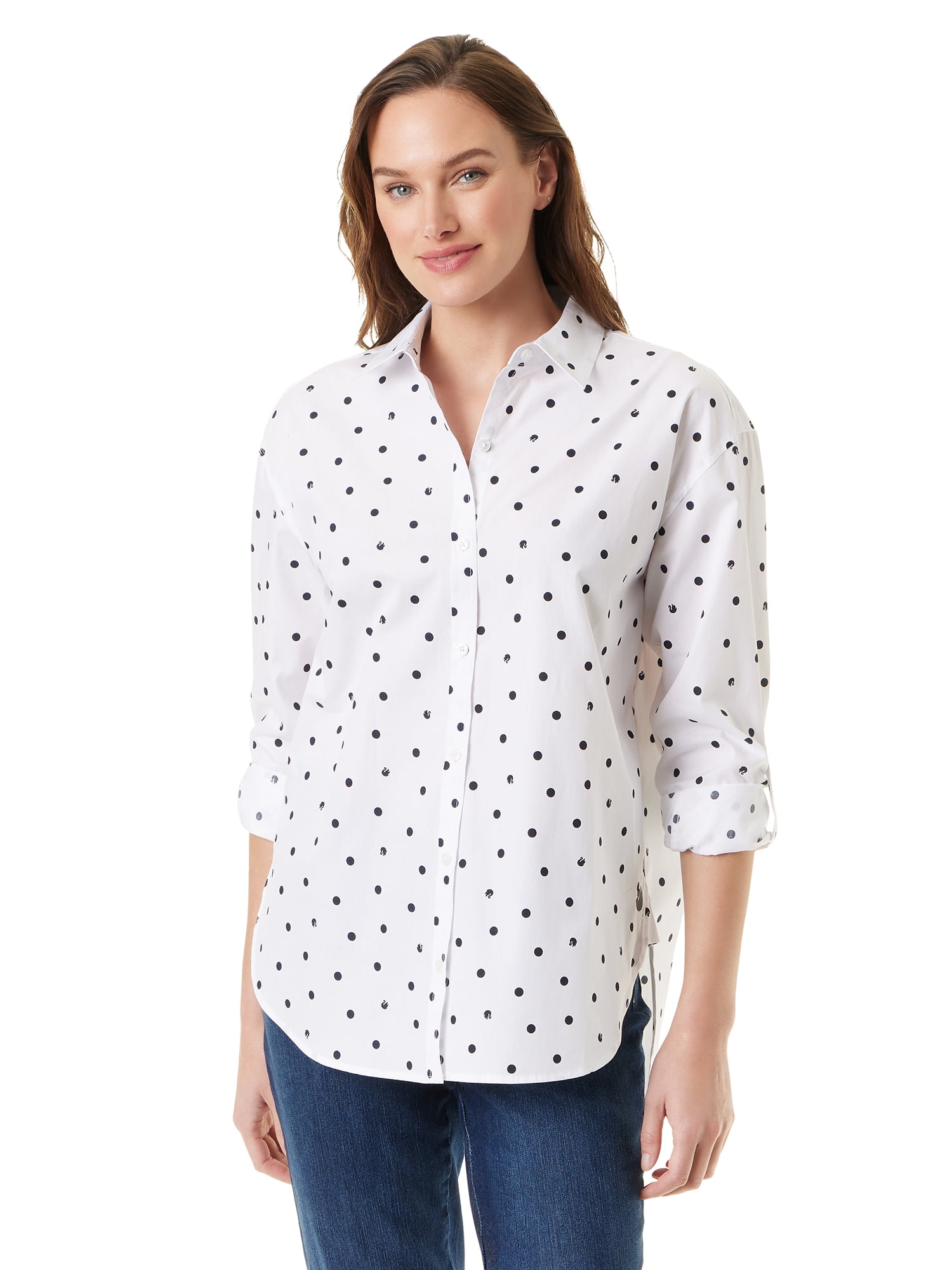 Gloria Vanderbilt Swan Series Women's Amanda Oversized Shirt, Sizes S-XXXL