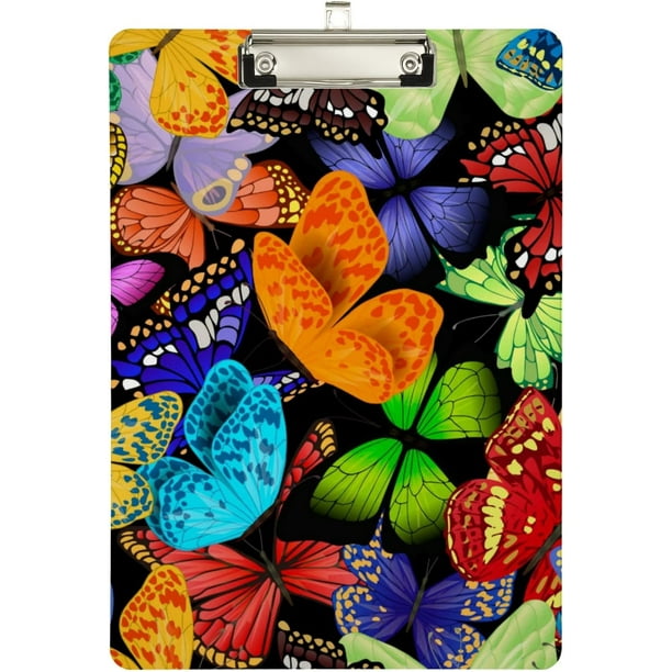 KXMDXA Colorful Butterfly Clipboard Hardboard Wood Nursing Clip Board