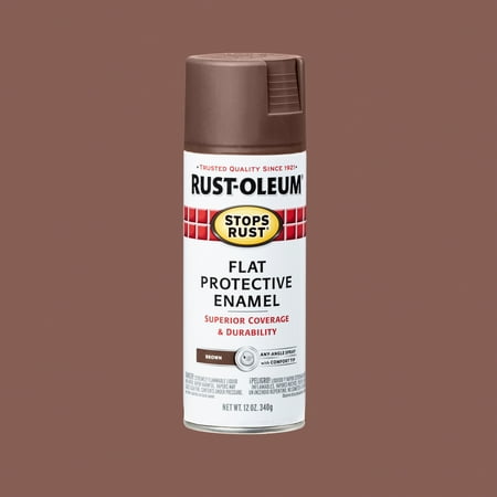 Brown, Rust-Oleum Stops Rust Flat Protective Enamel Spray Paint-214085, 12 oz