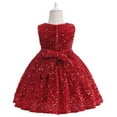 thumbnail image 3 of 1-6Y Toddler Girls Christmas Dress Flower Sequins Sleeveless Formal Dress, 3 of 8