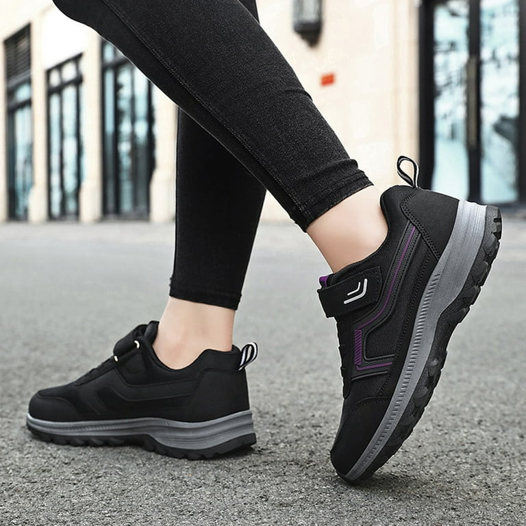 nsendm Womens Comfortable Lace Up Fashion Casual Sneaker Slip On Sneakers  Women Arch Support Wide Black 40