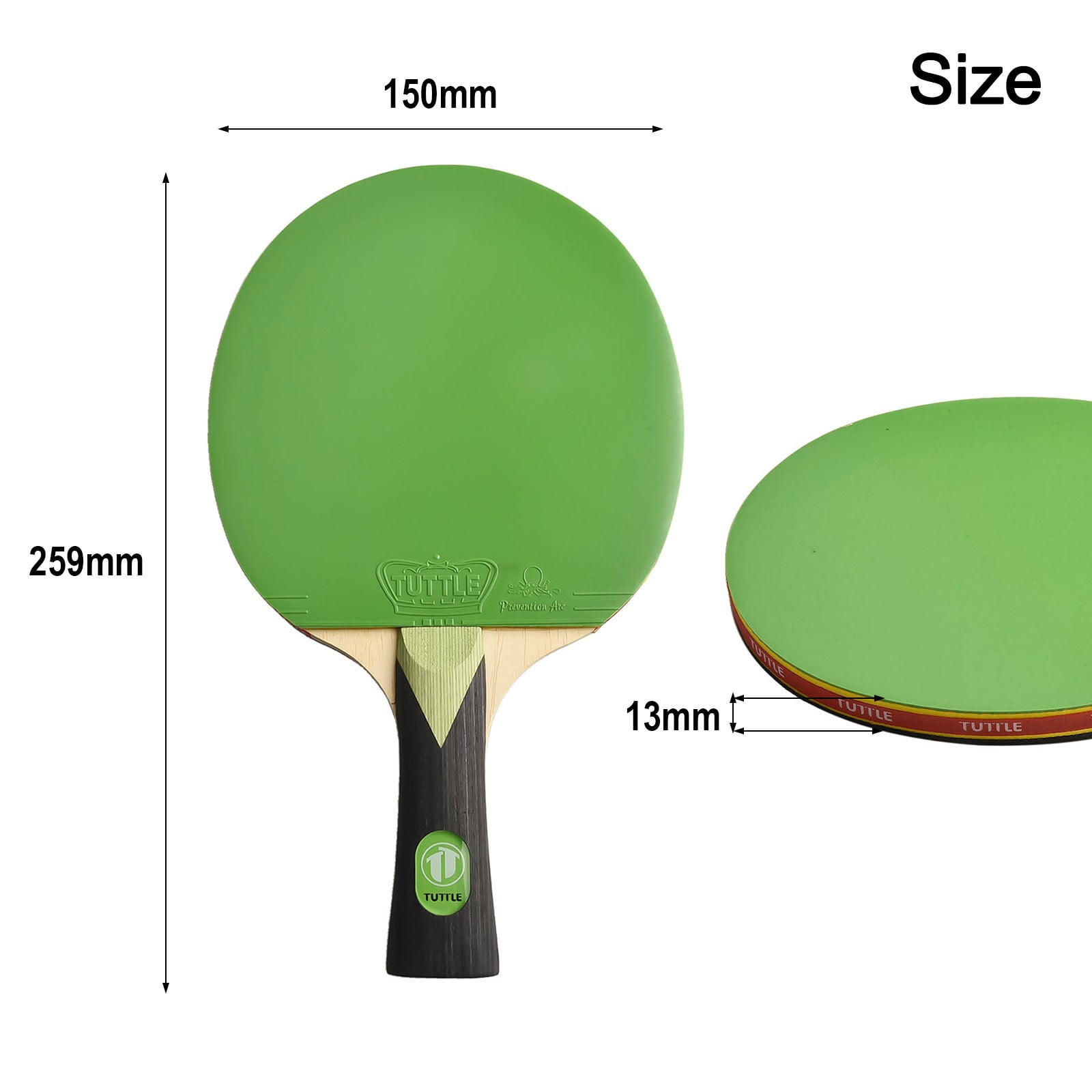 1Pc Table Tennis Racket Strong Spin Control Ping Pong Rackets 7 Ply Wood Bat Fl Long Handle Colorful With Case Green Fangkenuo