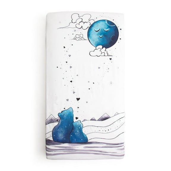 JumpOff Jo - Waterproof Minky Crib Sheet - Fitted, Super Soft, Hypoallergenic, Breathable - to The Moon