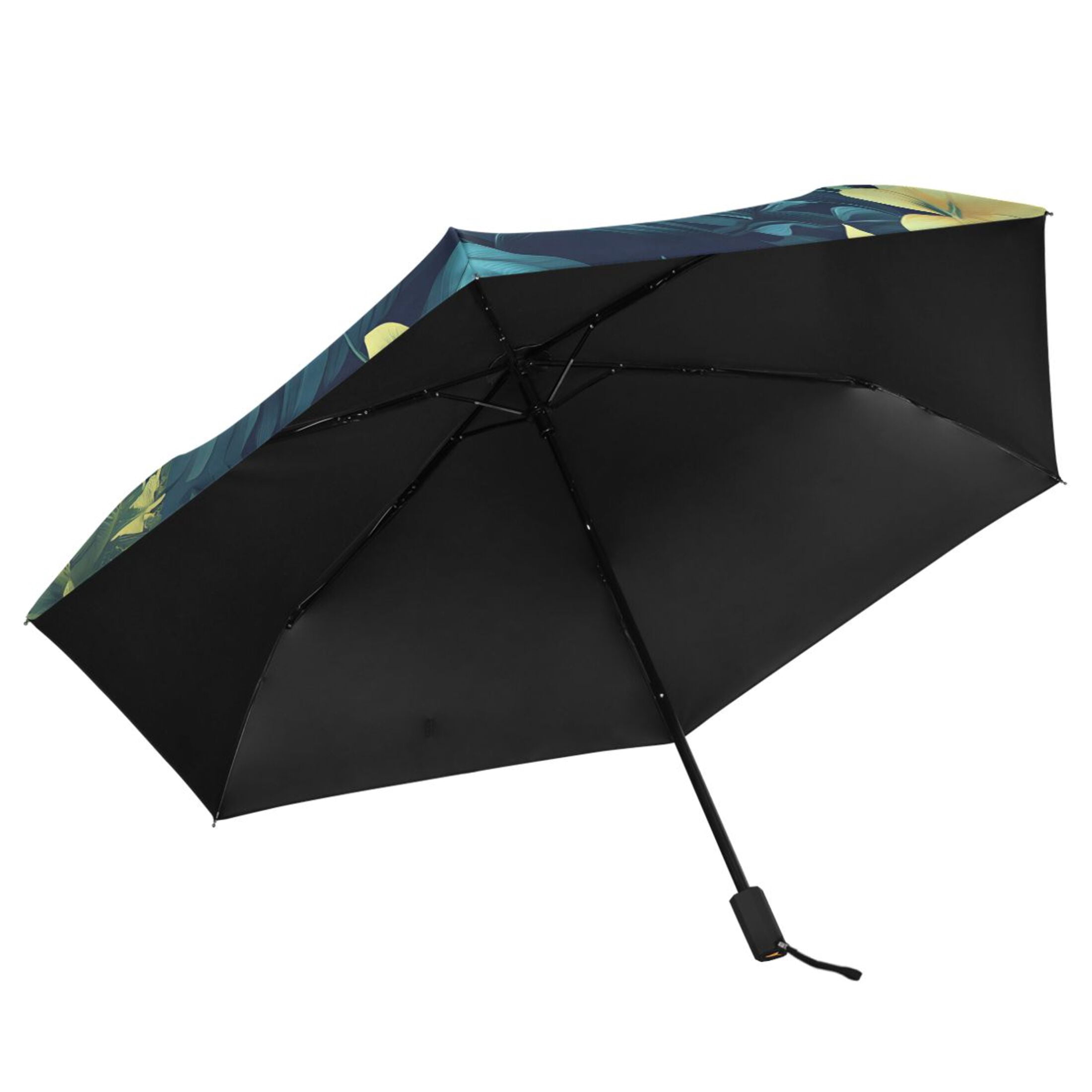ALAZA Palm Tropical Leaves UPF 50+ Compact Folding Umbrella for Rain Travel Umbrella Packable