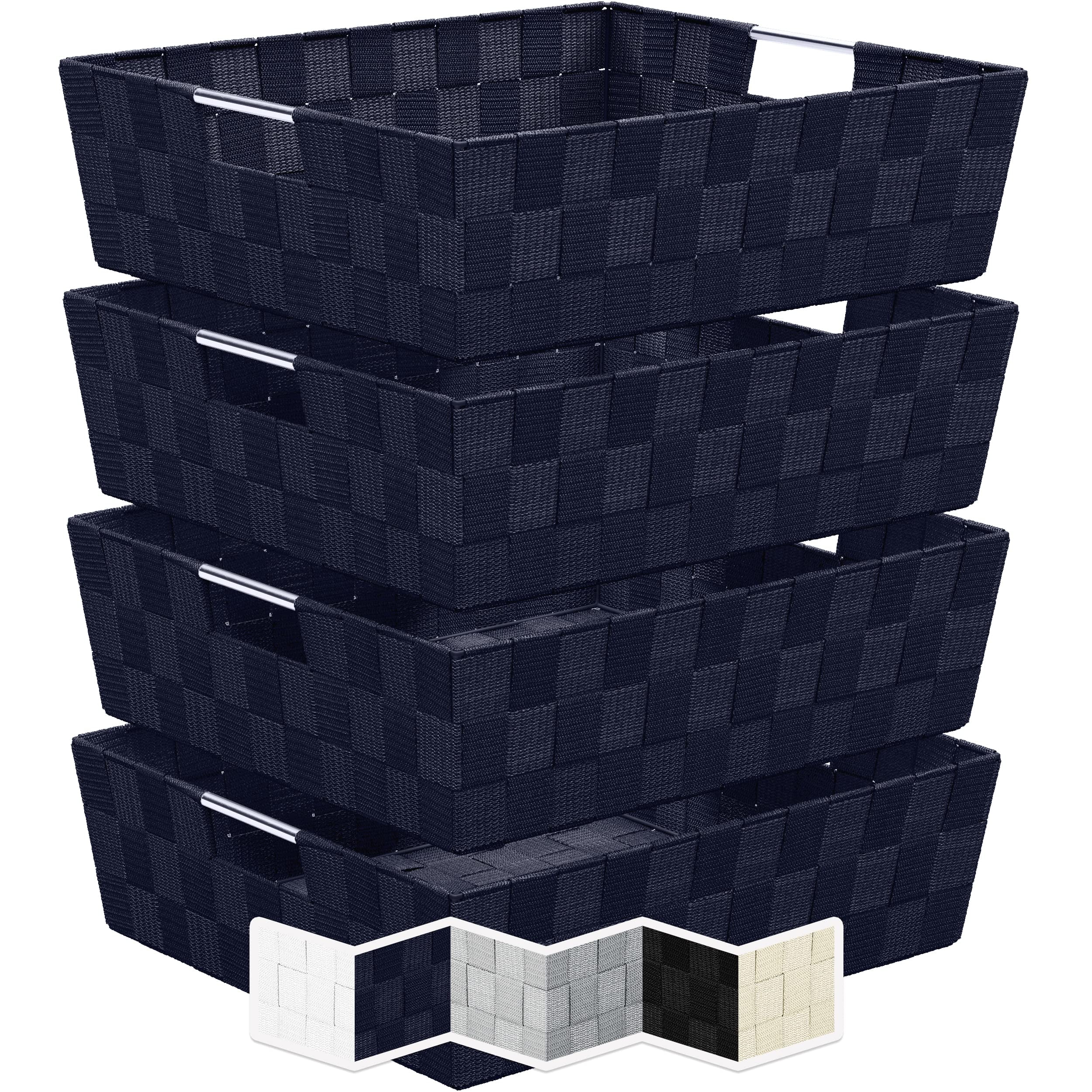 NEATERIZE Woven Storage Baskets for Organizing 4 Fabric Empty