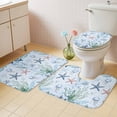 thumbnail image 4 of Summer Ocean Bathroom Rugs Set Starfish Jellyfish Non Slip Absorbent Soft Bath Mats 3 Piece Set with Bathroom Rug, U-Shaped Floor Mat, Toilet Seat Cover Large Size, 4 of 9