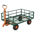 thumbnail image 1 of Gaderth 1200 Lb Steel Garden Wagon Cart, 3 In 1 Utility Wagon With Removable Mesh Sides, 13 Inch All Terrain Tires, 180 Degree Rotating Handle, For Lawn Farm Warehouse Yard, 1 of 7