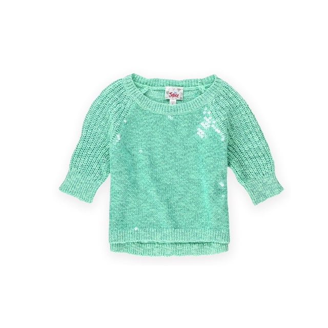 Justice Girls Shimmer Hi-Lo Knit Sweater, Verde, 5 Justice Tejer