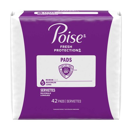 POISE INCONTINENCE PADS FOR WOMEN, 5 DROP MAXIMUM ABSORBENCY, LONG LENGTH, 84 COUNT