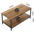 thumbnail image 3 of Coffee Table with Storage 2-Tier Industrial Center Table for Living Room, Rectangle Wood Table for Small Spaces Apartment Home Office, Walnut, 3 of 13
