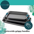 thumbnail image 2 of Rachael Ray Bakeware Nonstick Cookie Pan Set, 3-Piece, Gray with Agave Blue Grips, 2 of 8