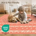 thumbnail image 4 of ODIKA 4'x6' Coral Wave Border Diamond Dot Washable Area Rug Geometric Repeating Striped Design for Bedroom, Reading Nook, Pet Friendly & Non-Shedding, 4 of 7
