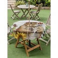thumbnail image 4 of Outdoor Tablecloths with Umbrella Hole & Zipper, Groundhog Day Round Tablecloth 54 Inch, Sunflower Spring Floral Botanical Vintage Waterproof Table Cloth, Patio/Pool/Picnic Table Covers, 4 of 8