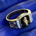 thumbnail image 5 of Mens Real Solid 925 Sterling Silver Gold Plated Onyx Nuestra Señora De La Santa Muerte Grim Reaper CZ Ring Size 11, 5 of 13