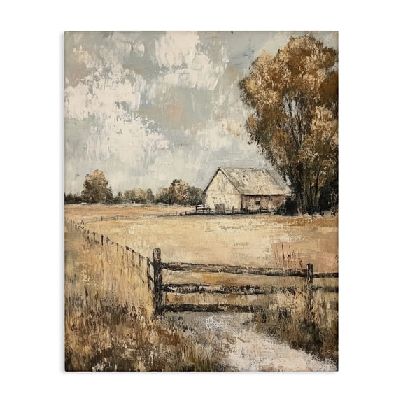 Stupell Industries Farmhouse Fenced In Farm View Canvas Art, 16 x 20, by Petals Prints Design