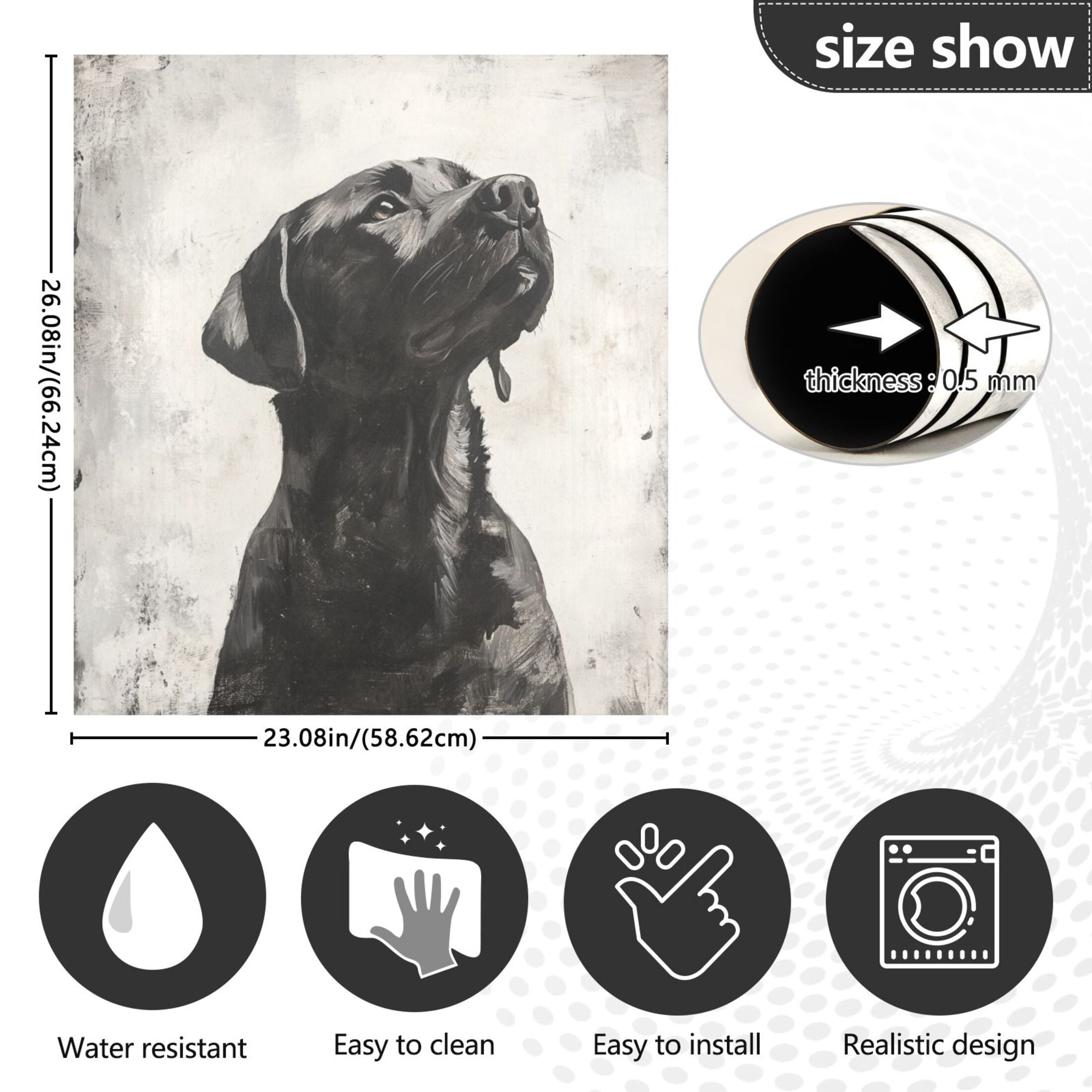 Dishwasher Magnetic Sticker 23x26 Inch Refrigerator Magnetic Sticker Washing Machine Magnetic Sticker Kitchen Panel Magnetic Sticker Home Decor Black Beauty Dog