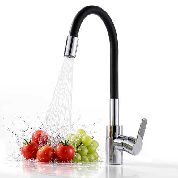LZSDS Kitchen Faucet with Sprayer for RV, 360 Rotating Brass, Black