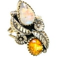 thumbnail image 2 of Rainbow Moonstone, Sunstone Ring Size 6.25 (925 Sterling Silver)  - Handmade Boho Vintage Jewelry RING130805, 2 of 3