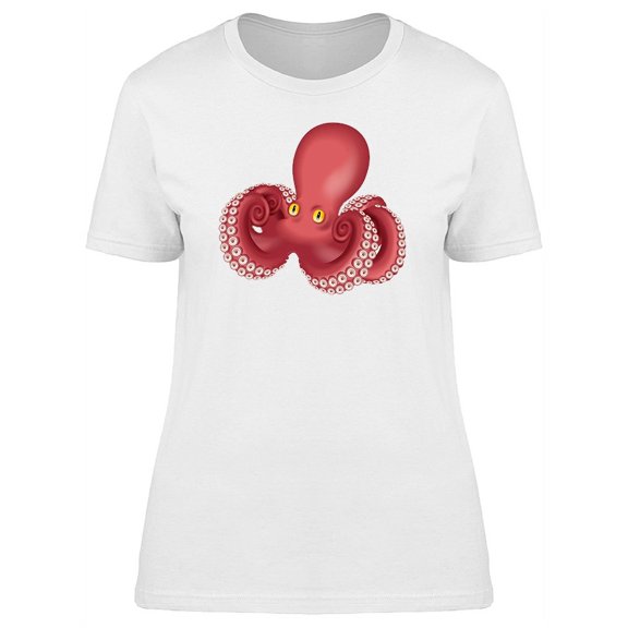 Cute Octopus Curled Tentacles T-Shirt Women -Image by Shutterstock, Female x-Large