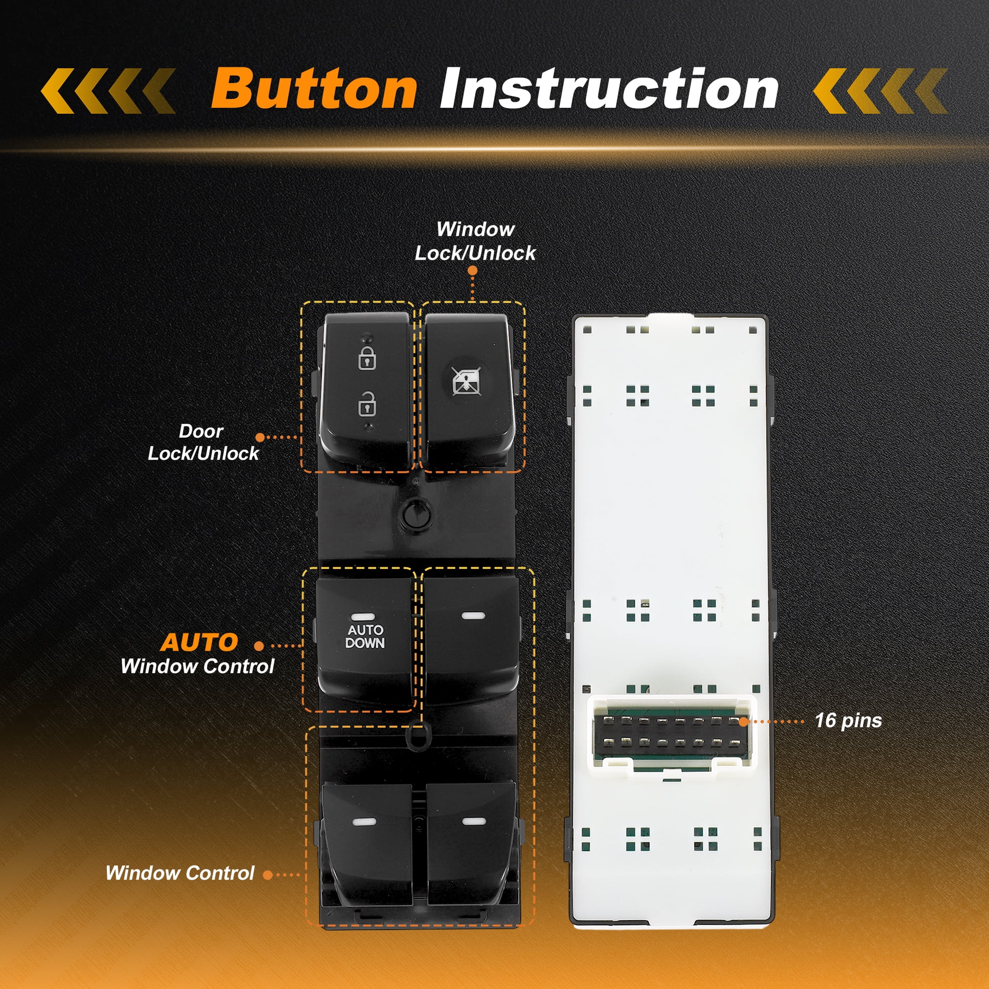 Unique Bargains Front Left Driver Side Power Window Switch for Hyundai Elantra 2013-2016
