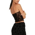 thumbnail image 4 of Coduop Women's Fashion Strapless Tube Tops Sleeveless Floral Print Cross Tie-Up Mesh Tank Tops, 4 of 7