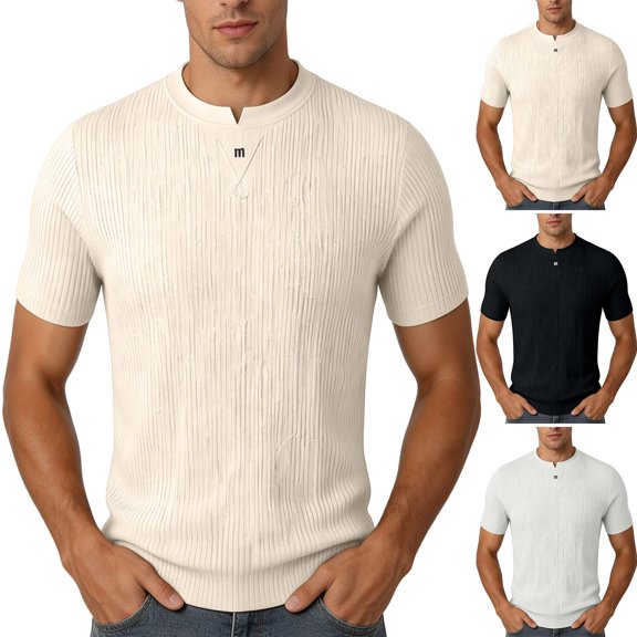 Yaoyar Men's Half Sleeve Loose Summer Casual Thin Breathable Short Sleeve Crew Neck T Shirt, Lightweight Soft Tee for Daily Comfort