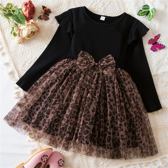 Wancir Toddler Girls Tulle Dresses Fall Long Sleeves Flower Tutu Party Dress for Little Girl Birthday Wedding Guest