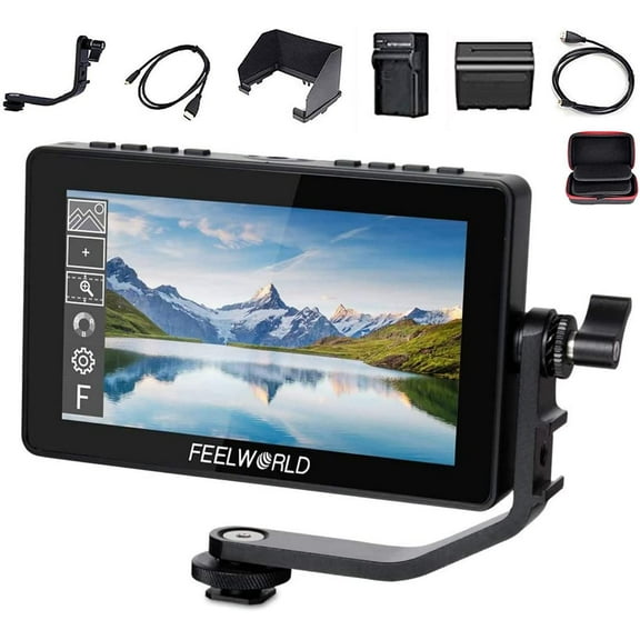 FEELWORLD F5 Pro V4  NP-F970 Battery  Charger Carry Case 6 Inch Touch Screen DSLR Camera Field Monitor with 3D LUT F970 External Kit Install for Power Wireless Transmission IPS FHD 1920x1080 4K HDMI
