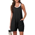 thumbnail image 3 of ANRABESS Summer Jumpsuits for Women 2026 Casual Adjustable Spaghetti Strap Rompers for Women Outfits Sleeveless Loose Shorts Overalls with Pockets Black XS, 3 of 10
