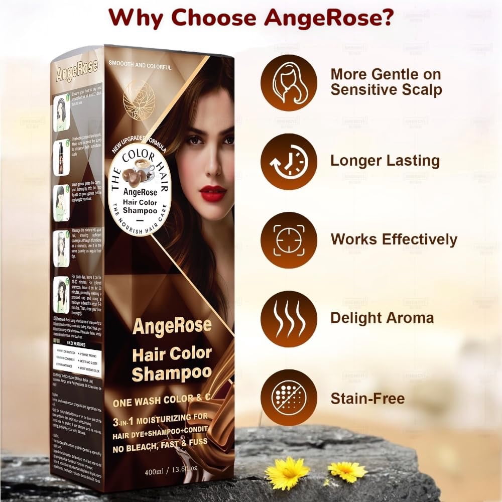 AngeRose Hair Color Shampoo Chestnut Brown - 30 Mins No Bleach