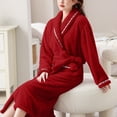 thumbnail image 5 of Winter Fleece Robe for Women Shawl Collar Fuzzy Warm Soft Kimono Bathrobe Long Sleeve Nightgown Sleepwear with Pockets, 5 of 9