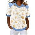 thumbnail image 2 of Mifsaly Waffle-Knit Easter Shirts for Women Floral and Cute Animal Printed T-Shirts Collared Short Sleeve Casual Tops Happy Festival Basic Tee XL, 2 of 6