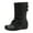 Black, variant on Womens Mid Calf Leather Fold Over Boots Slip On Wide Toe Box Flat Fall Booties Casual Wide Calf Cowboy Boots Pink Size 6.5
