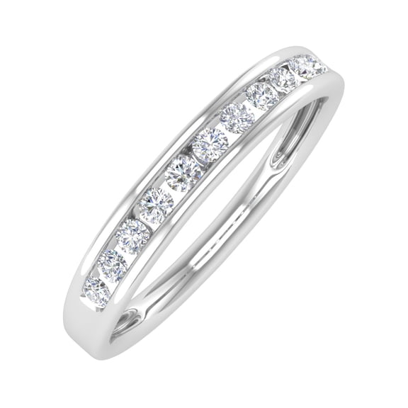 0.23 Carat Channel Set Diamond Wedding Band Ring in 14K White Gold (Ring Size 4) (I1-I2 Clarity)
