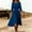 Blue, variant on Women's Cotton Linen Blend Midi Dress Round Neck 3/4 Sleeve Solid Color Casual A-Line Dress with Back Zipper for Spring Summer Blue XL(XL)