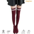 thumbnail image 6 of Big Girls' Women's 4 Pairs Over Knee High Thigh High Cotton Socks Leg Warmers J1023 Size L/XL(Wine) 4p1c7, 6 of 6
